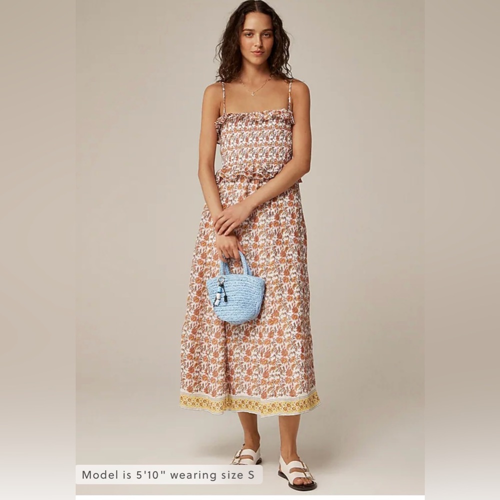 NWT J crew Ravenna dress in sunset rose block-print ramie